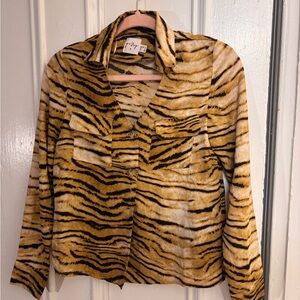 Oh Polly Tiger Print Blouse - Brown and Black